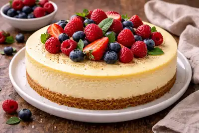 Плотный классический чизкейк Нью-Йорк с чистым сливочным вкусом.