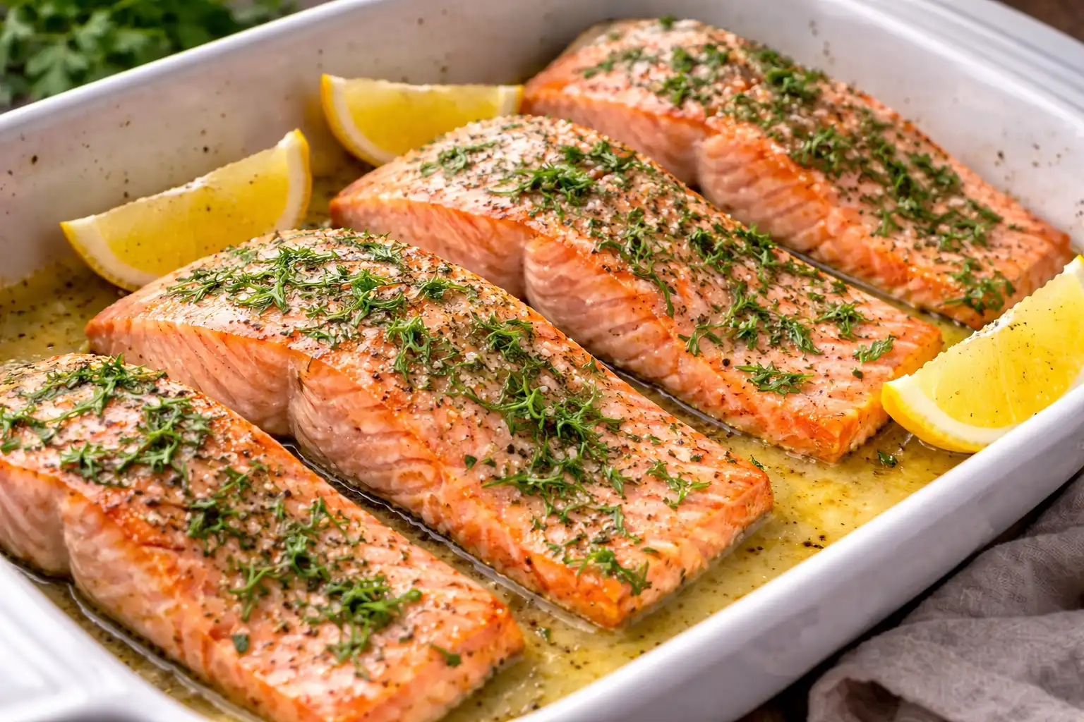 Лаконичный лосось с лимоном и укропом, готовый за полчаса.
