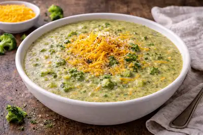 Кремовый суп-пюре из брокколи с сырной ноткой.